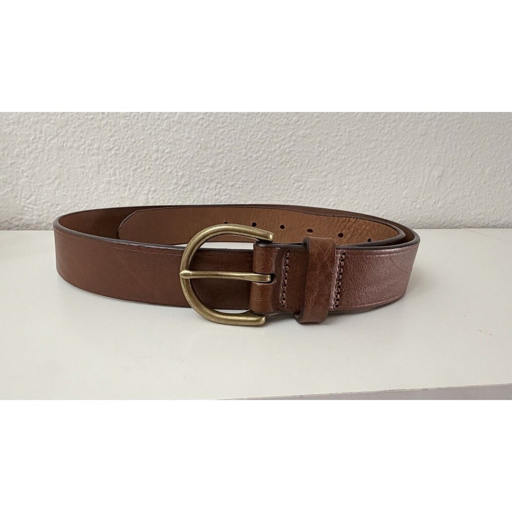 Madewell Women’s Brown Leather Belt Pecan Brass Buckle Small B3052 Adjustable - Picture 5 of 12